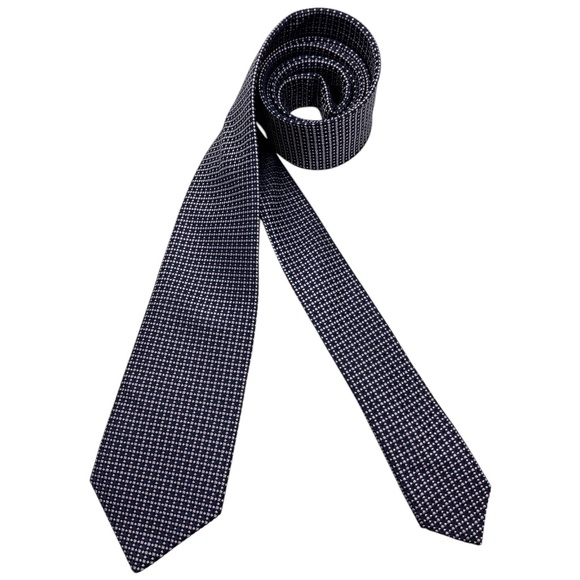 HUGO BOSS XL Navy/Pink Geometric Silk LUXURY Tie ITALY - Picture 1 of 4